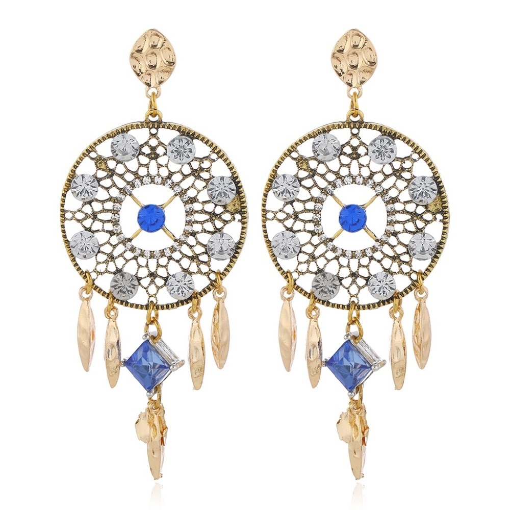 *Delicia* Gold X Blue Fashion Dangle Earrings